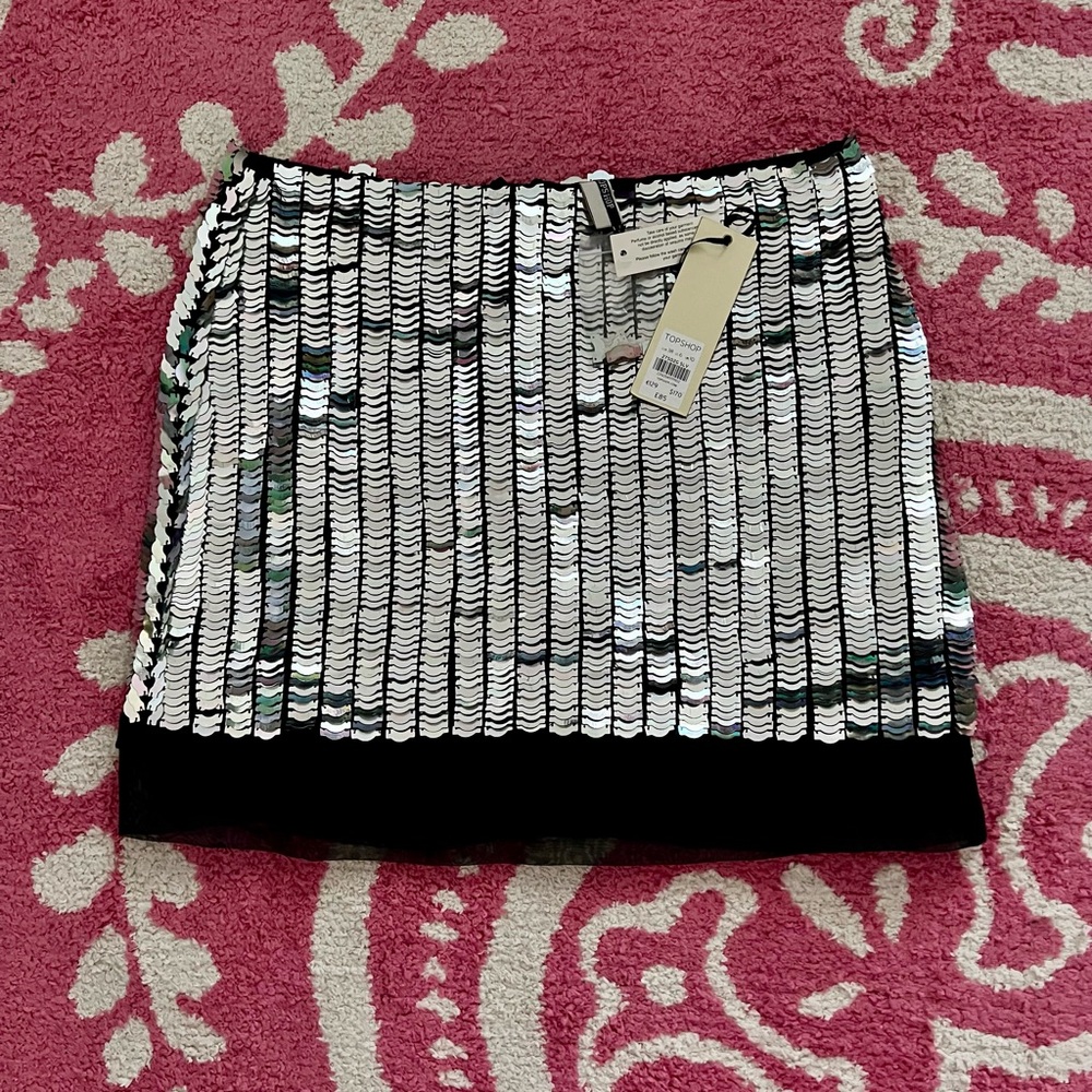 Topshop Silver Pencil Mini Skirt with Sequin for Night Out